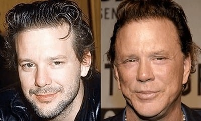 A picture of Mickey Rourke before (left) and after (right).